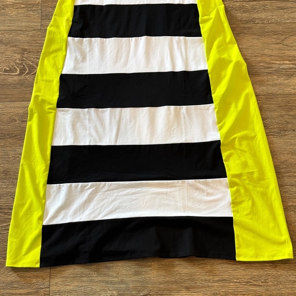Susana Monaca Tube Flair Maxi Dress Striped Black, White & Neon Yellow NWT Sze M - Picture 4 of 13